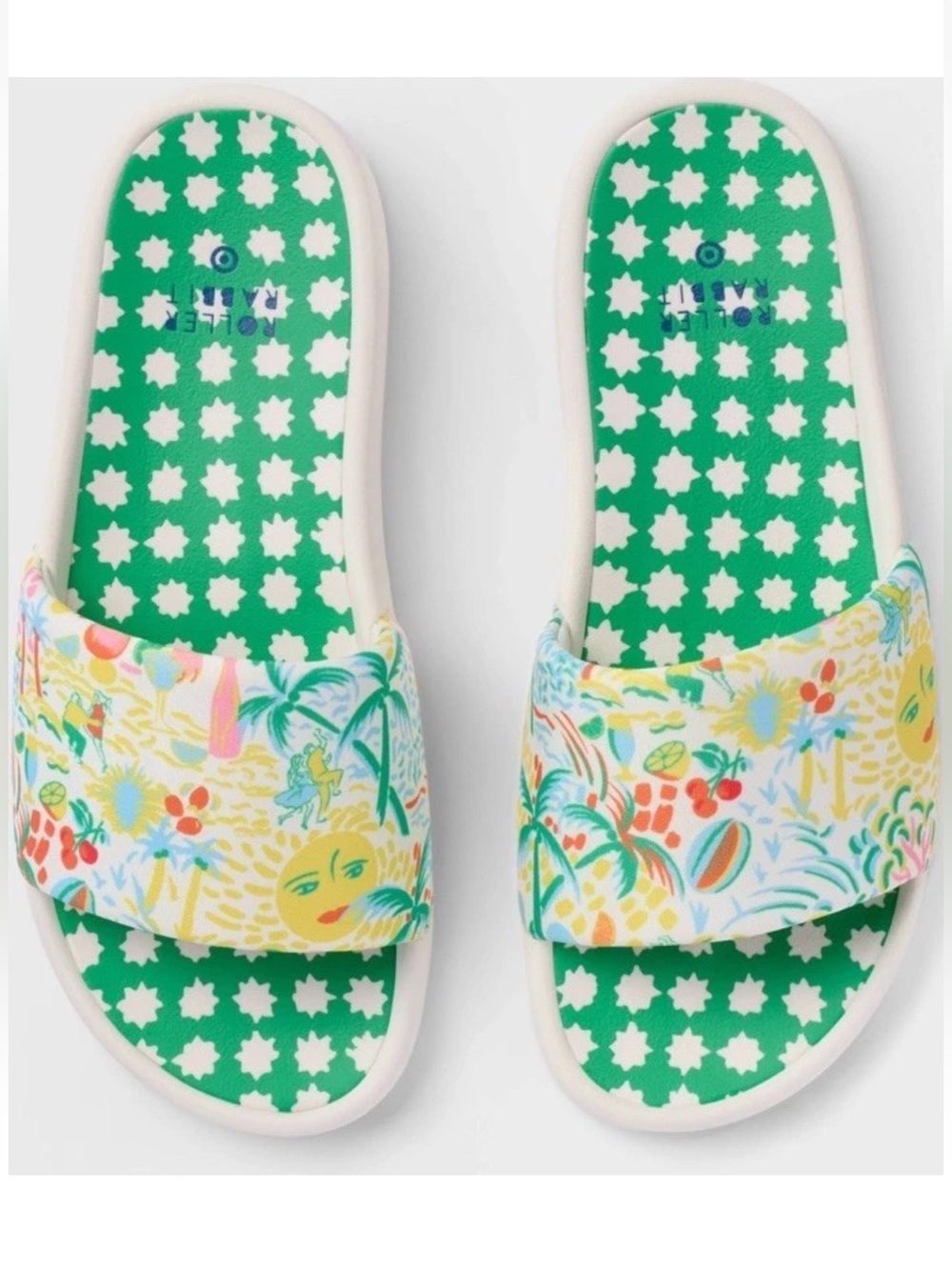 Roller Rabbit X Target Adult Vacation/Star Geo Slide Sandals Size 9/10 NWT